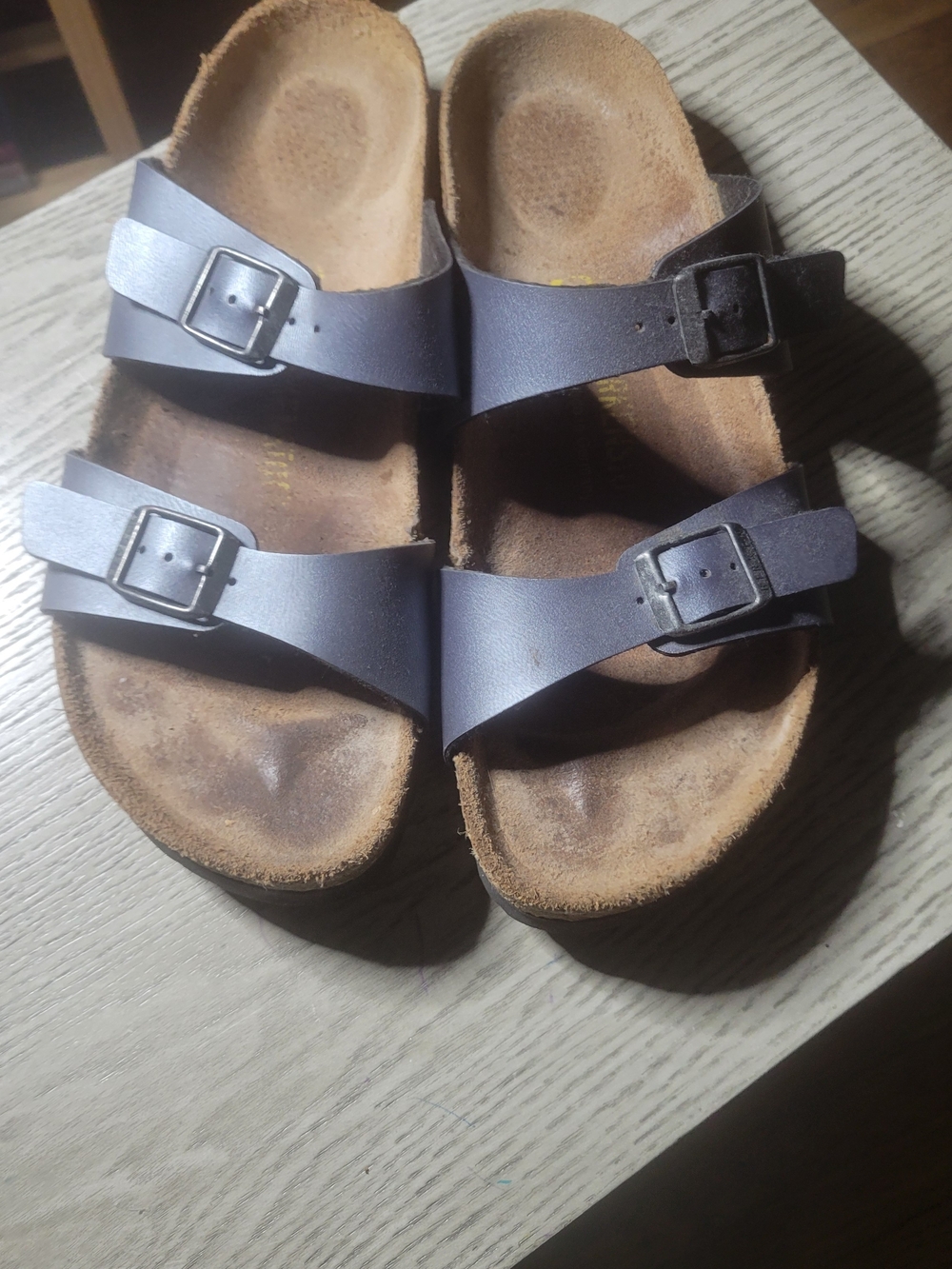 Birkenstock Women's Double Buckle Sandals - Silver / Gray Straps